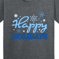 thumbnail image 4 of Inktastic Happy Holidays Blue Snowflakes Youth T-Shirt, 4 of 5