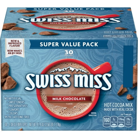 (2 Pack) Swiss Miss Milk Chocolate Flavor Hot Cocoa Mix, (30) 1.38 Ounce