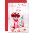 thumbnail image 1 of Tarjeta de Cumpleaños Giftzie Mamá Rosas Rojas y Cupcakes A5 con Sobre, 1 of 7