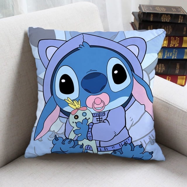 Funda de almohada de Lilo y Stitch, cubierta de cojín de sofá, decoración de la habitación del hogar, regalo para niños, Dragón de la suerte