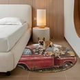 thumbnail image 3 of Farm Sheep Animal Round Living Room Rugs 5 ft, Vintage Red Truck Daisy Brown Tree House Washable Area Rug with Non-Slip Sturdy Edge Binding Round Carpet for Entryway Kitchen Bedroom Bathroom, 3 of 9