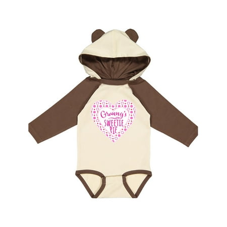 

Inktastic Granny s Sweetie Pie with Pink Hearts Gift Baby Boy or Baby Girl Long Sleeve Bodysuit