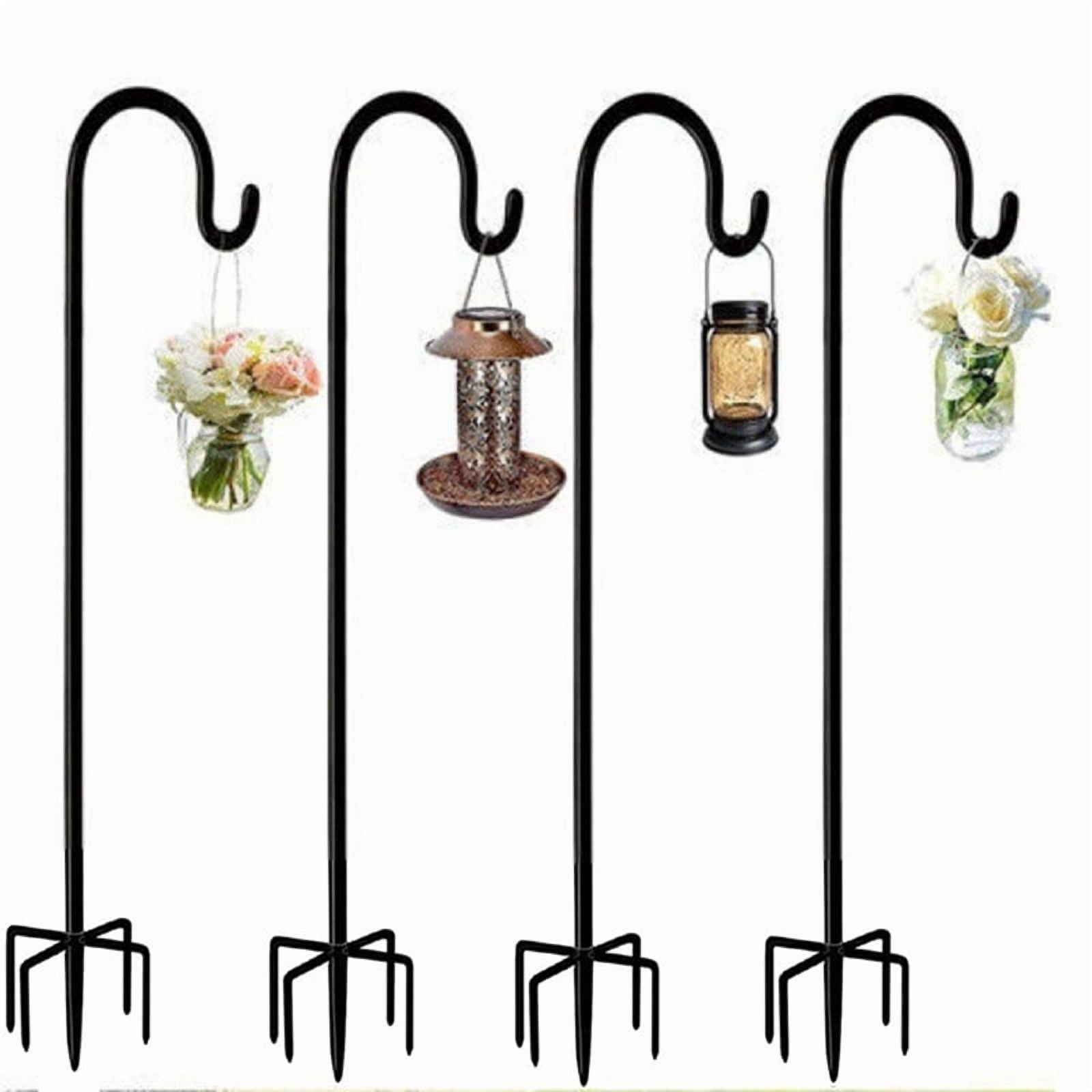 3pcs 48inch Outdoor Shepherd'S Hook, Heavy Duty Bird Feeder Post for Hanging Lanterns, Bird Feeders with 5-Foot Base