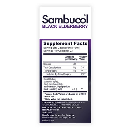 Sambucol Black Sambucus Elderberry Syrup, Immune Support, Liquid Syrup for Kids and Adults, 7.8 Oz