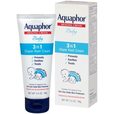 (2 Pack) Aquaphor Baby 3in1 Diaper Rash Cream 3.5 (Best Baby Rash Treatment)
