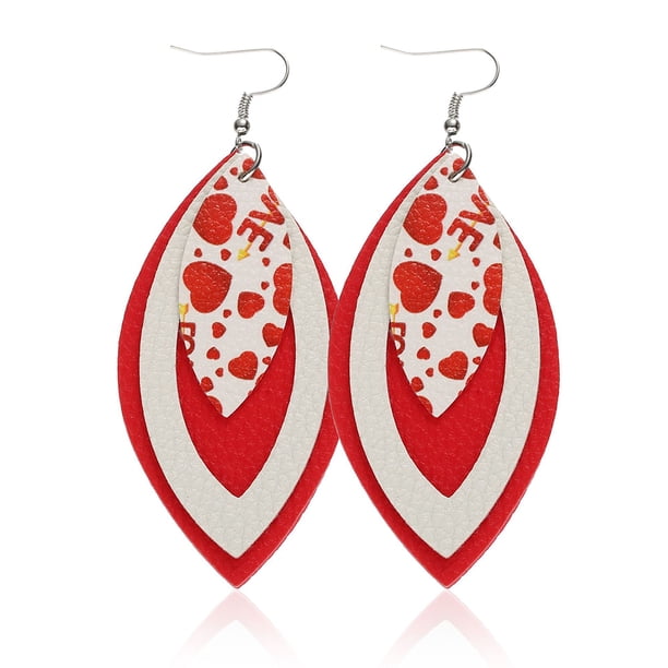 Sonducket Pendientes con purpurina multicapas de cuero con forma de hoja, colgantes para las orejas, joyería exagerada para el Día de San Valentín, Ropa, zapatos y accesorios Miscelánea tipo 8 Sonducket AP010057-08