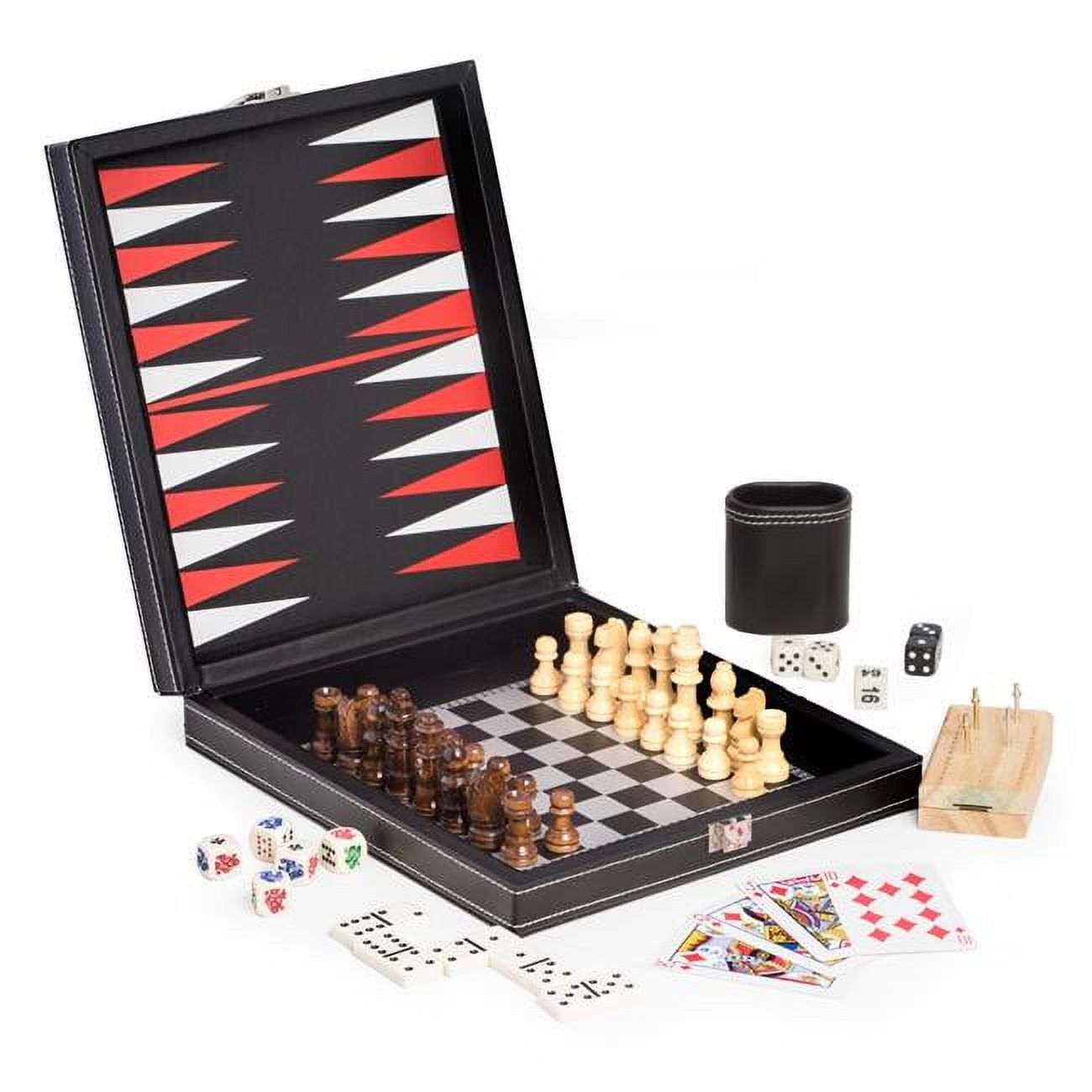 Bey-Berk International G552 Black Leatherette 5 in 1 Game Set