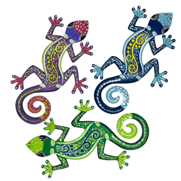 3 Assorted Large Wood Gecko Wall Plaques 18 Inches