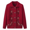 thumbnail image 1 of Ropa de señora mayor, ropa de invierno con solapa, ropa de señora mayor, suéter de abuela, abrigo de mamá, cárdigan de punto de primavera y otoño para suegra, 1 of 5