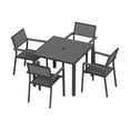 thumbnail image 5 of Ciokea 5 Piece Aluminum HDPS Outdoor Dining, Patio Table with Umbrella Hole & Stackable Chairs, All-Weather HDPS Furniture for Backyard, Poolside, Gray, 5 of 6