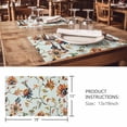 thumbnail image 3 of Placemats Set of 8, Green Spring Floral Woven Placemat, Linen Place Mats for Kitchen/Dining Tables, Summer Botanical Vintage Birds Washable Table Mats for Party, 3 of 8