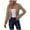 Khaki, variant on Women Stand Collar Decorative Double Button Suede Cropped Jacket Long Sleeve Open Front Casual Outer Coat 1pc S-XXL True To Size