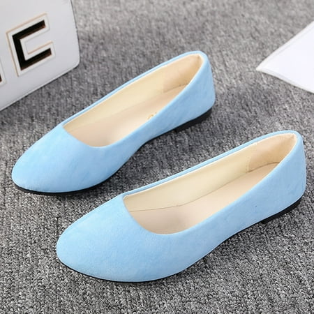 

YTJX Women Girls Solid Big Size Slip On Flat Shallow Comfort Casual Single Shoes