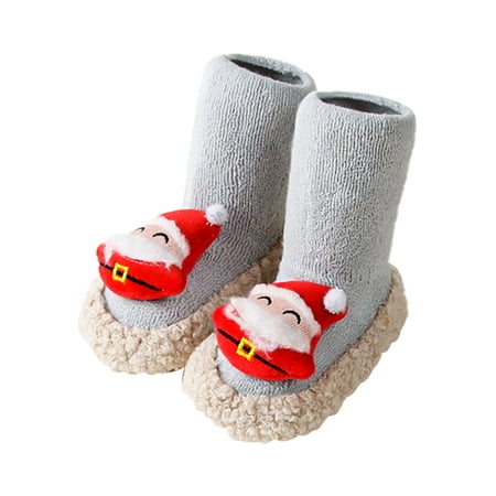 

kpoplk Toddler Sneaker Boys Christmas Baby Socks Toddler Boys Girls Children Socks Soft Sole Non Slip Baby Walking Shoes(Grey)