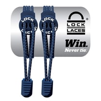 LOCK LACES Shoelaces Elastic No Tie, Navy, 48-Inch