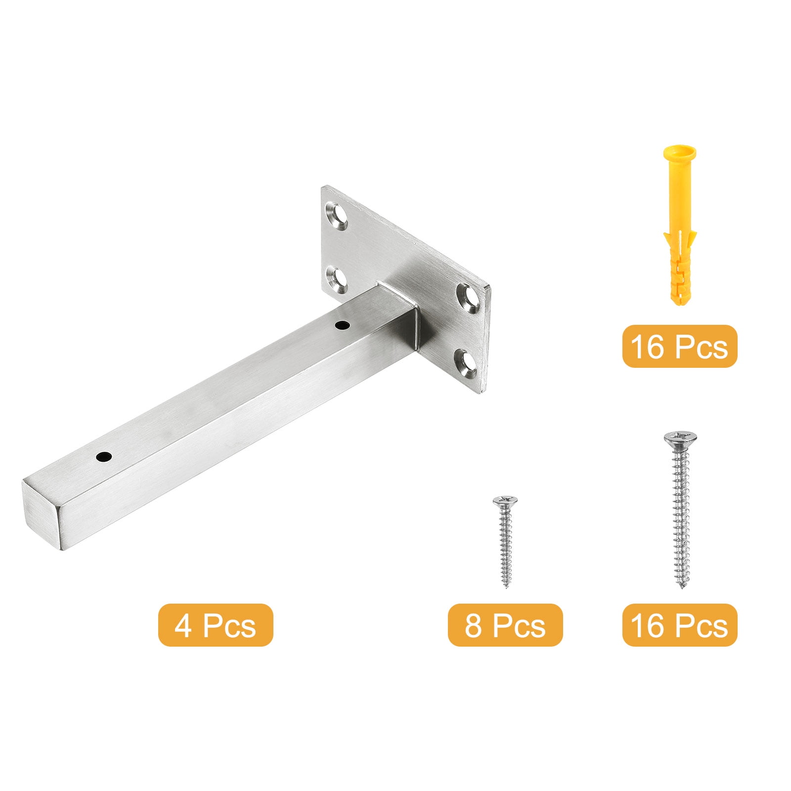 Floating Shelf Bracket, 4 Pack 6 Inch Stainless Steel Hidden Wall Mounted Shelf Supports