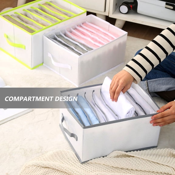 RENACLIPY 3Pcs Folded Closet Organizer Grey Compartment Storage Box for Home Use