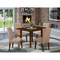 East West Furniture Norden 5-piece Wood Dining Set in Mahogany/Brown