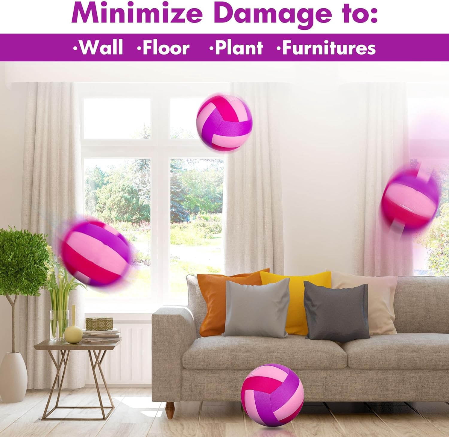 Soft Indoor Volleyballs for Practicing Inside House and Yard, Safe and Silent Volleyball for Beginners Training