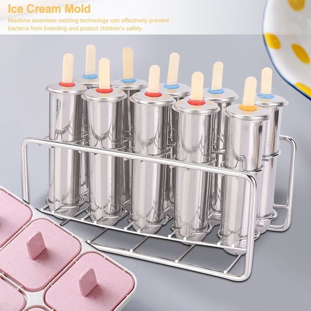 Kit De Moldes Para Helado De Acero Inoxidable Para Hacer Paletas De Bricolaje