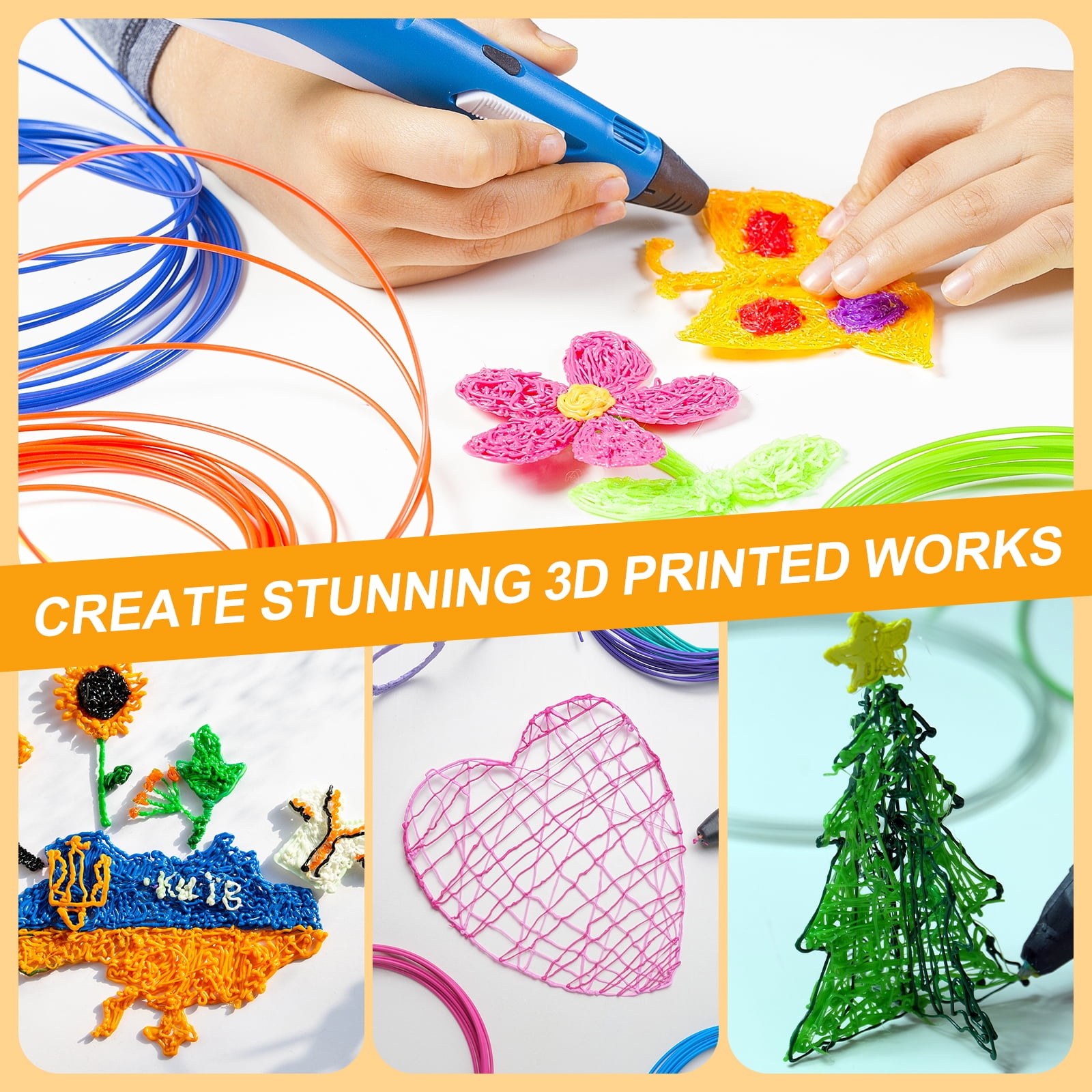 Uxcell 40 Colors ABS 3D Pen Printer Filament Refills, Each Color 16.4 Feet Total 656 Feet 1.75mm Printing Filament for Most 3D Printing Pens