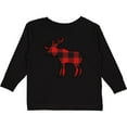 thumbnail image 3 of Inktastic Moose Silhouette Plaid Boys or Girls Long Sleeve Toddler T-Shirt, 3 of 5