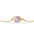 thumbnail image 2 of Gem Stone King 18K Yellow Gold Plated Silver Pink Opal Solitaire Bracelet for Women (1.05 Cttw, Oval Cabochon 8X6MM, Gemstone October Birthstone, Fully Adjustable up to 9 inch), 2 of 3