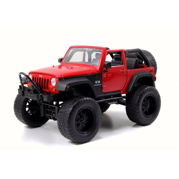 2007 Jeep Wrangler Off Road Edition, Red - JADA Toys 97446 - 1/24 Scale  Diecast Model Toy Car 