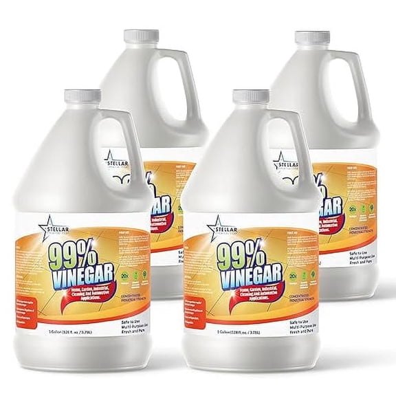 Stellar Chemical - 99% Pure Vinegar - 100% Natural Concentrated Cleaner - Dilutes to 20 Gallons - 20x Power Vinegar - 4 Gallons