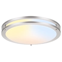MW LIGHTING 18inch Flush Mount LED Ceiling Light, 28W 2200LM, 2700K/3000K/3500K/4000K/5000K 5CCT led flush mount ceiling lights，Brushed Nickel Ceiling Light for Hallway Bathroom Kitchen Bedroom
