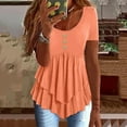 thumbnail image 3 of Summer Plus Size Tops for Womens 2026 Fashion Casual Button Solid Color Short Sleeve Round Neck Top/Shirt, 3 of 7