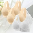 thumbnail image 2 of iHPH7 3 Pack Wireless Front Closure Bras for Women Floral Print Breathable Bras for Women Wireless Bras Front Button Front Clasp Supportive Convenient Bralettes Snap Closing Bra Beige L, 2 of 7