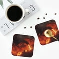 thumbnail image 5 of Disketp Fiery Dragons Castle Attack Funny Coasters,6 Pcs Leather Coasters with Holder, Perfect Housewarming Hostess Gifts,Protect Furniture from Water Marks Scratch and Damage,Square, 5 of 7
