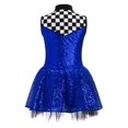 thumbnail image 7 of vastwit Kids Girls Sleeveless Checkerboard Sequins Tutu Dress Figure Ice Skating Performance Dance Party Wear Royal Blue 4, 7 of 7