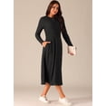 thumbnail image 2 of DARING DIVA Long Sleeve Crew Neck Knit A-Line Midi Dress M Black, 2 of 6