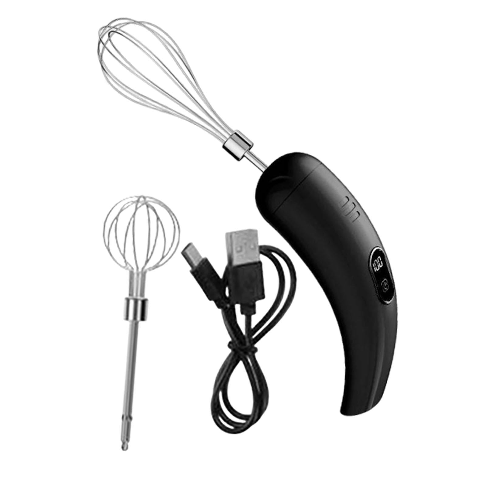 Fiocias Cordless Hand Mixer Compact Electric Egg Beater for Kitchen Baking Cake Shop Black
