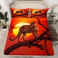 thumbnail image 2 of Feelyou Woodland Leopard Bed Sheets, Orange Sunset King Sheets, 4-Piece, 2 of 7