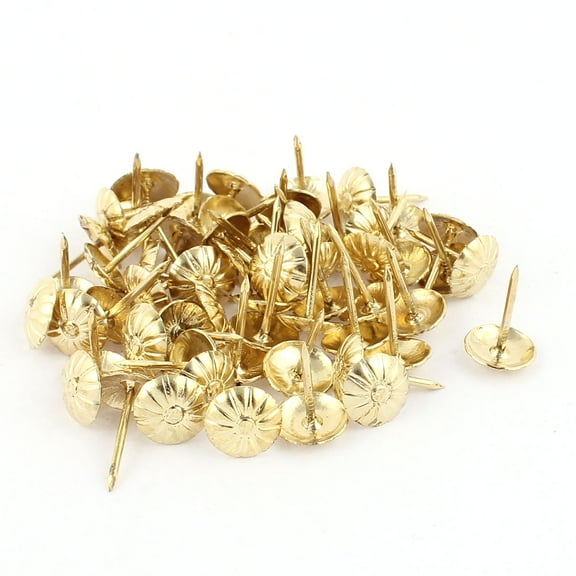 7/16-inch Dia Chrysanthemum Nail Pushpin Upholstery Thumb Tack Gold Tone 60pcs