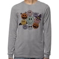 thumbnail image 2 of Halloween Smileys Long Sleeve Shirt Unisex Large Grey, 2 of 5