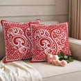 thumbnail image 2 of Valentine's Day Outdoor Waterproof Pillow Covers, Red Love Retro Country Abstract Art Decorative Square Throw Pillowcase Sofa Cushion Sham for Patio/Couch/Chair, 24"x24" 2 Pack, 2 of 8