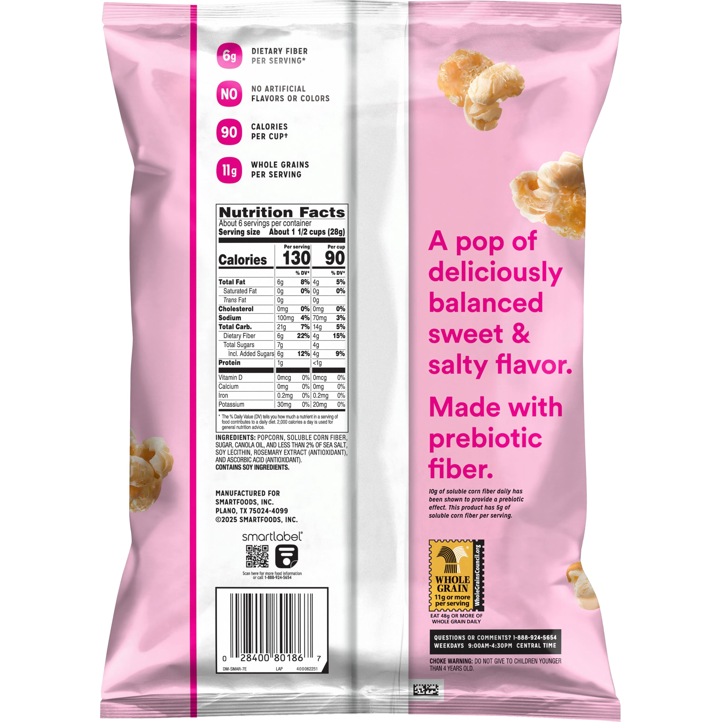 (3 pack) SmartFood FiberPop Sweet & Salty 5.75OZ