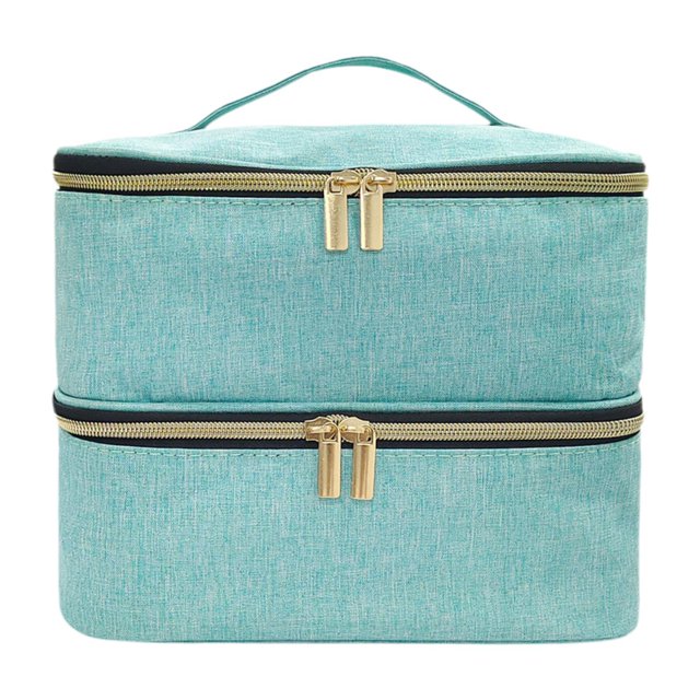 Caja de almacenamiento de esmalte de uñas en gel, bolso de mano de 2 capas para herramientas de decoración de uñas, para viajes al aire libre, niñas