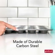 GoodCook PRO Nonstick Steel Mini Muffin Pan , 24 Cup, Gray