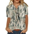 thumbnail image 1 of Qiylii Tops for Women Short Sleeve Summer Fashion Casual Trendy Printed Tee Shirt Button Neckline T Shirts Ladies Blouses, 1 of 2