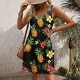 thumbnail image 5 of Tropical Print Dress for Women Sleeveless V Neck Summer Mini Dress Casual Vacation Beach Sundress, 5 of 6