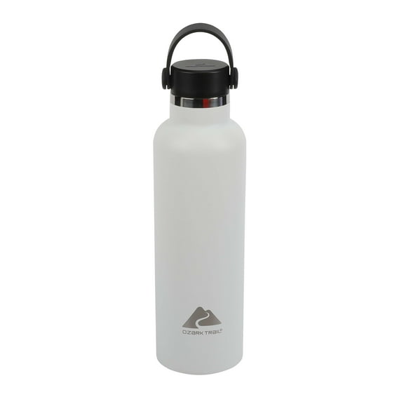 Ozark Trail Stainless Steel Water Bottle 24oz with Loop Handle, White, 1 Each