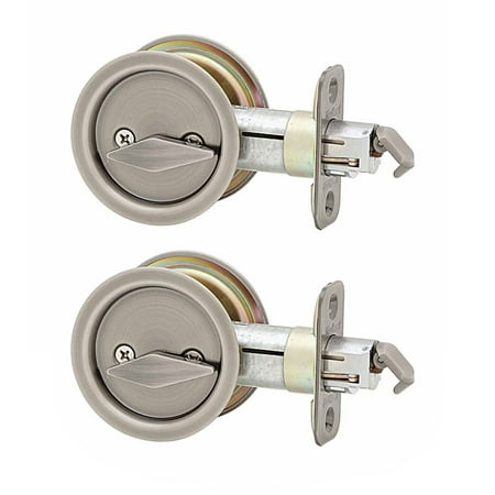 Kwikset 335 Bed Bathroom Privacy Lock Slide & Pull Door Lock, Brass (2 Pack)