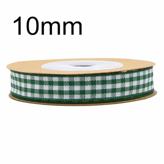 NAMZI 0.4 Inch x 5.5 Yards Gingham Ribbon, Classic Plaid Buffalo Checker Ribbon for Gift Wrapping, Hair Bows & DIY Crafts, Dark Green
