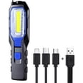 thumbnail image 1 of Luz de trabajo portátil LED recargable, potente luz de trabajo LED recargable, lámpara con imán USB, batería COB de 2800 mAh, gancho y cable de carga 3 en 1, 1 of 5