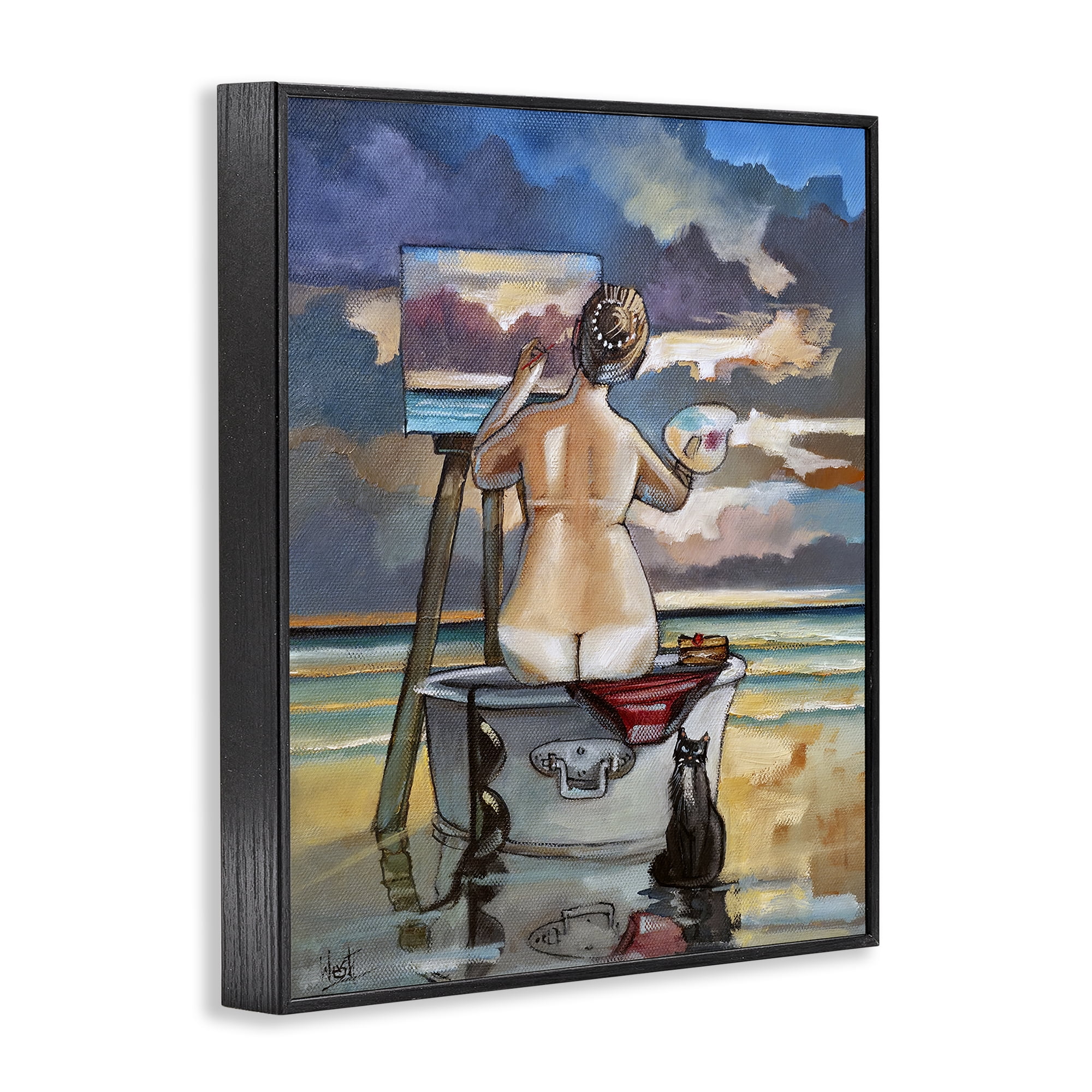 Stupell Industries Painting Up A Storm Black Framed Giclee Art, design by Ronald West